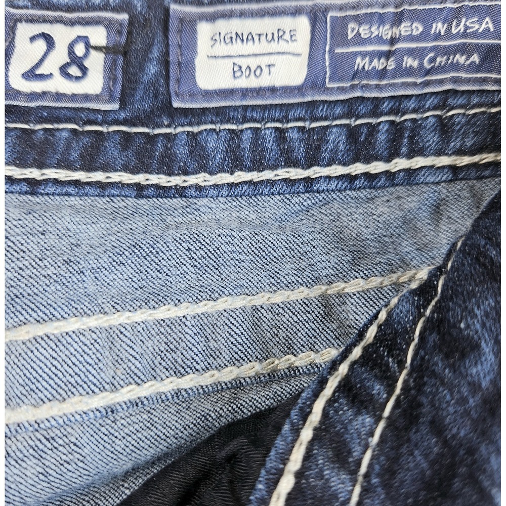 Miss Me Signature Boot Jean 28 Bootcut Angel Wing Pockets Stretchy Inseam 31.5" - Picture 11 of 14